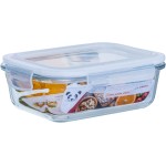 Gato Panda KIT 5 Potes de Vidro Retangular com Tampa Hermética 640ml Branco ou Azul - Imagem 4