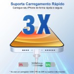 Cabo USB-C para Lightning 3A 20W 1 Metro Branco, Tipo C Cabo de Carregamento para iPhone 13/13 Pro /12/12 Pro/Pro Max/11/11 Pro/XS/Max/XR/X /8 /8Plus - Imagem 2