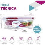 KIT 5 Potes de Vidro Retangular com Tampa Hermética 640ml (Vermelho) - Imagem 3