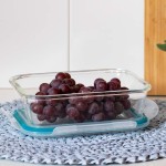 House Organizer KIT 4 Potes de Vidro Retangular com Tampa Hermética 1040ml Cor:Azul - Imagem 3