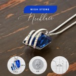 Leafael Feminino Colar com Pingente de Pedra Wish com Cristal de Pedra Do Mês Azul Safira para Setembro, Banhado A Ouro Rosa 18K, Corrente de 18" + 2" - Imagem 3