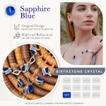 Leafael Feminino Colar com Pingente de Pedra Wish com Cristal de Pedra Do Mês Azul Safira para Setembro, Banhado A Ouro Rosa 18K, Corrente de 18" + 2" - Imagem 4