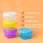 Kit 4 Potes Herméticos 55 ml para Lanche e Papinha Mini Potinhos BPA-Free com Tampa Antivazamento Freezer, Micro-ondas e Lava-Louças Para Bebês, Lancheira, Viagens e Organização - Imagem 4