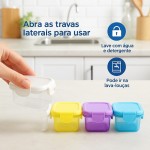 Kit 4 Potes Herméticos 55 ml para Lanche e Papinha Mini Potinhos BPA-Free com Tampa Antivazamento Freezer, Micro-ondas e Lava-Louças Para Bebês, Lancheira, Viagens e Organização - Imagem 5