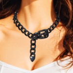 COSYDAYS Colar de gargantilha grossa dourada com cinto de metal, corrente cubana grossa, joia feminina - Imagem 3
