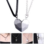 1 par de colares de amor coração elegantes com corrente magnética no pescoço - Imagem 5