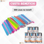 Kit 500 Lixas Unha Mini Descartáveis Monolo Multishop (Multicolorido, 8 cm, Grão 100/180, 500 unidades) - Imagem 5