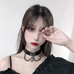 YERTTER Gargantilha de couro sintético com coração gótico para mulheres, punk rock, ajustável, gola preta, colares gargantilhas para cosplayer - Imagem 5
