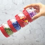 Kit 6 Organizadores Potes Gire e Trave Empilháveis Com Rosca 380ml Plasútil Para Temperos Alimentos Objetos De Costura Botões. Perfeitos Para Organizar Todos Seus Objetos - Imagem 7