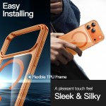 JETech Capa Magnética para iPhone 17 Pro Max 6,9 Polegadas Compatível com MagSafe, Case Protetora de Telefone à Prova de Choque, Parte Traseira Transparente Anti-Riscos (Laranja) - Imagem 6