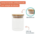 Oikos - Kit 6 Potes de Vidro 200ml com Tampa de Bambu Herméticos Redondos - Imagem 3