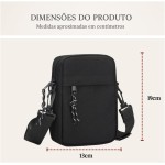 Shoulder Bag Bolsa Transversal Masculina Feminina Pequena Preta QUBCCUM - Imagem 6