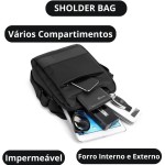 Bolsa De Ombro Impermeável Transversal Shoulder Bag Unissex Necessaire Tiracolo Pochete Espaçosa Emborrachado Bolsos Divisões Dynamart Unissex 5 Compartimentos Alça Regulável - Imagem 8