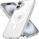 JETech Capa Magnética para iPhone 16 6,1 Polegadas Compatível com MagSafe, Case Protetora de Telefone à Prova de Choque, Capinha Parte Traseira Transparente Anti-Riscos (Claro)
