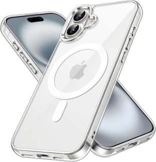 JETech Capa Magnética para iPhone 16 6,1 Polegadas Compatível com MagSafe, Case Protetora de Telefone à Prova de Choque, Capinha Parte Traseira Transparente Anti-Riscos (Claro)