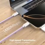 [Certificado MFi] Cabo de carregamento USB C para USB C de 3,5 m para iPhone 16/16 Plus/16 Pro/16 Pro Max/15/15 Plus/15 Pro/15 Pro Max/Galaxy/Pixel, 60W trançado para iPhone 16, roxo - Imagem 7