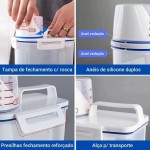 Kit 3 Potes Herméticos 2L com Tampa Vedante e Copo Medidor para Alimentos, Grãos e Sabão em Pó - Imagem 5