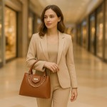Bolsa Feminina Com Alça de Mão e Ombro Reajustável e Com Bolso Externo + Detalhe em Corrente - Imagem 5
