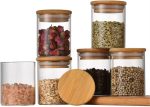 Kit 06 Potes de Mantimentos Herméticos 200ml Pote Redondo de Vidro Premium