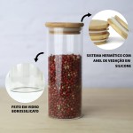 Kit 6 Potes de Vidro 200ml Herméticos com Tampa de Bambu para Mantimentos Cozinha Alimentos - Imagem 5