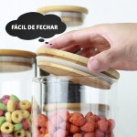 Kit 6 Potes de Vidro 200ml Herméticos com Tampa de Bambu para Mantimentos Cozinha Alimentos - Imagem 6
