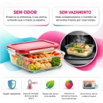 Kit 6 Potes de Vidro Retangular com Tampa Hermética 640ml - Imagem 2