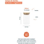 Oikos - Kit 10 Potes de Vidro 250ml com Tampa de Bambu Herméticos Redondos - Imagem 3