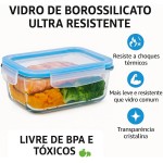GATO PANDA Potes de Vidro Retangulares com Tampa Hermética, 640ml, Vidro Borossilicato, Kit com 4, 5, 6, 10 ou 12 Unidades (Branco) - Imagem 3