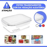 KIT 10 Potes de Vidro Retangular com Tampa Hermética 370ml Cor: Transparente - Imagem 4