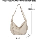 Bolsa transversal para mulheres, bolsa de ombro crescente de nylon Hobo, bolsa casual, bolsa de bolinhos - Imagem 3