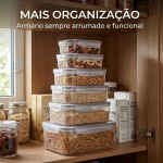 Kit Potes Herméticos 6 Peças com Tampa Vedada – Potes Transparentes para Alimentos, Marmitas Mantimentos e Organização da Cozinha - Imagem 8