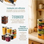 Kit 10 Potes Herméticos Organizadores Empilháveis para Mantimentos - Pote Hermético BPA Free - Utensílios para Cozinha, Armário, Alimentos, Porta Mantimentos, Empilhável - Imagem 4
