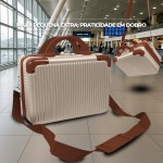 Mala de Bordo 10kg com Frasqueira Bagagem de Mão Expansível ANAC Rodas Duplas 360° Cadeado TSA Antifurto Alça Lateral Design Leve Resistente Ideal para Viagens Avião Cor Bege - Imagem 3