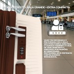 Mala de Bordo 10kg com Frasqueira Bagagem de Mão Expansível ANAC Rodas Duplas 360° Cadeado TSA Antifurto Alça Lateral Design Leve Resistente Ideal para Viagens Avião Cor Bege - Imagem 8