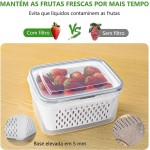 Kit 3 Potes Herméticos Organizadores de Geladeira Armazenamento de Alimentos 850/1750/3300ml Com Cesto de Drenagem - Imagem 4
