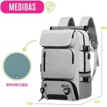 Mochila de Viagem Multifuncional, Compartimento para Sapatos, Porta USB, Bolsa P/Trabalho Escola Passeio Universidade, Grande, Múltiplos Bolsos - Imagem 3