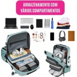Mochila de Viagem Multifuncional, Compartimento para Sapatos, Porta USB, Bolsa P/Trabalho Escola Passeio Universidade, Grande, Múltiplos Bolsos - Imagem 4