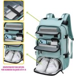 Mochila de Viagem Multifuncional, Compartimento para Sapatos, Porta USB, Bolsa P/Trabalho Escola Passeio Universidade, Grande, Múltiplos Bolsos - Imagem 5