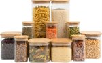 Kit 11 potes de vidro com tampa de bambu herméticos - Tüd