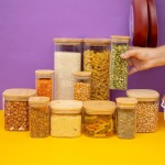 Kit 11 potes de vidro com tampa de bambu herméticos - Tüd - Imagem 6