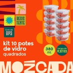 Mozcada - Kit 10 Potes de Vidro Marmita 380ml Hermético com Trava Quadrado - Imagem 3