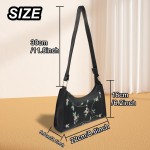 Bolsas de ombro transversais para mulheres, mini bolsas com estampa de bordado floral, bolsa de ombro pequena de poliuretano com fecho de zíper - Imagem 4