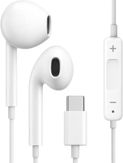 Fones De Ouvido Com Fio Tipo C Microfone Integrado Compativel iPhone 15 15 Pro 15 Pro Max 16 16 Pro Max Com Fio Fones Estéreo Compatíveis ANDROID LG Qualidade Premium