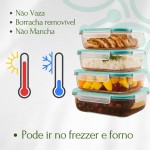 Potes de Vidro Hermético Retangular Resistente Kit Peças 370ml/630ml/1040ml/1500ml - Imagem 3