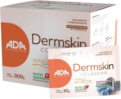 Dermskin - Colágeno Verisol + Ácido Hialurônico + Silício Orgânico - 30 Sachês 10g Frutas Negras