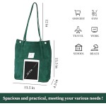 Bolsa feminina de veludo cotelê, bolsa de ombro de grande capacidade com bolso interno para viagens, trabalho, compras, bolsas de lona - Imagem 3