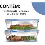 Kit 2 Pote de Vidro Retangular Hermético com Tampa 1040ML - Armazenamento Seguro e Conservação de Alimentos - Organizador para Cozinha e Produtos Secos - Imagem 7