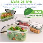 Kit 5 Potes Herméticos Retangulares | Vedação em Silicone, Livre de BPA, Micro-ondas, Freezer e Lava-louças | Armazena Alimentos Vedados [490ml, 820ml, 1300ml, 2000ml e 2900ml] - Imagem 3