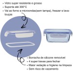KIT 6 Potes Vidros Retangulares Herméticos Marmitas Mantimentos 4 Travas 330 ML - Imagem 7