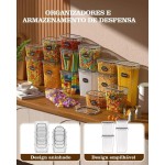 Kit de 15 Potes Herméticos para Mantimentos – Com Vedação de Silicone | Acrílico Transparente BPA‑Free | Empilháveis | Tampa EasyLock 4 Travas | Super Resistentes e à Prova de Vazamento - Imagem 6